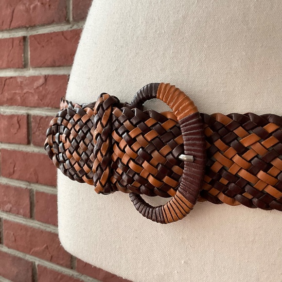 Lucky Brand Brown Tan Braided Woven Leather Boho Belt Size S/M NWOT - Picture 3 of 12